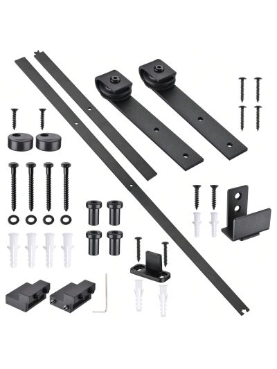 Aquaterior 4 Ft Interior Mini Sliding Barn Wood Door Hardware Single Door Cabinet Roller Track Rail Kit