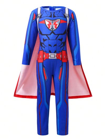 SHEIN Kids EVRYDAY Little Boys' Printed Shoulder Off Jumpsuit