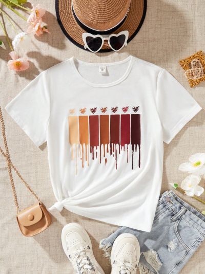 Teen Girls' Heart Printed T-shirt