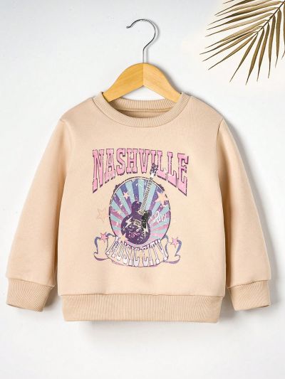 Girls' Casual And Comfortable Printed Pullover Sweatshirt For Autumn And Winter