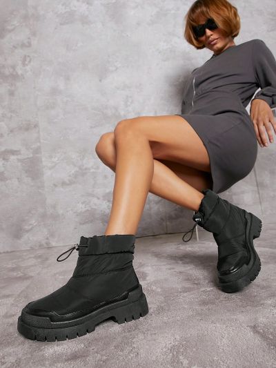 Drawstring Lug Sole Boots