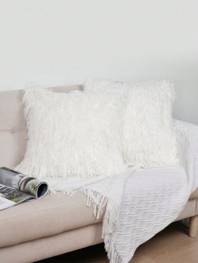 1pc Imitation Cashmere Solid/Ombre Pillowcase, Fashionable Cushion Cover For Pillow, Multicolor Available, Pillow Core Not Included