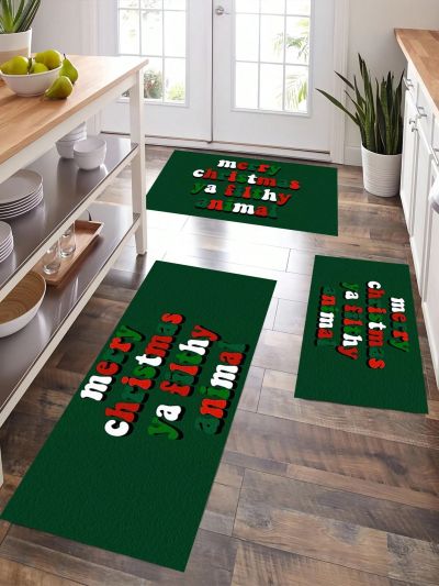 SHEIN Christmas Themed Waterproof & Anti-slip Living Room Or Kitchen Floor Mat For Christmas Eve