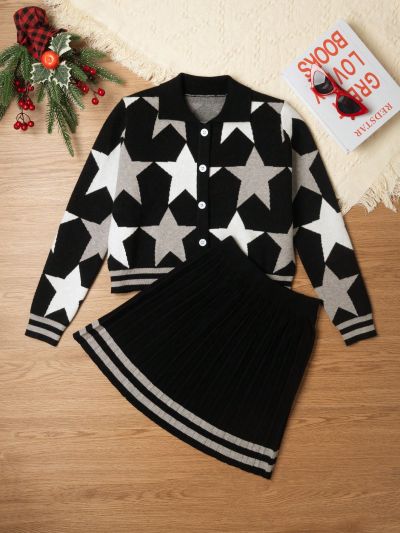 Trendy Star Jacquard Teen Girl'S Suit