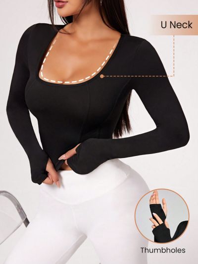 Yoga Basic Round Neck Long Sleeve Sports T-Shirt