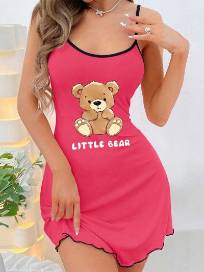 Bear Print Cami Dress For Sleepwear