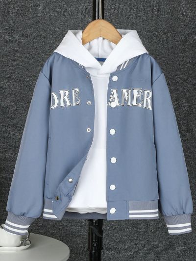 Toddler Boys' Letter Printed Button Up Baseball Jacket