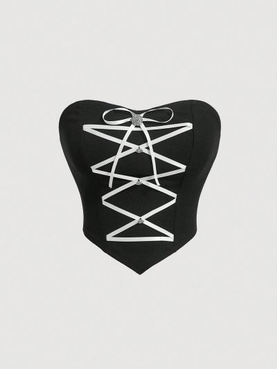 SHEIN MOD Women's Cross Strap Tube Top