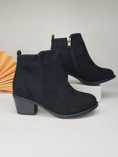 Black Irregular Band & Lace Trim High-low Top Children's Boots