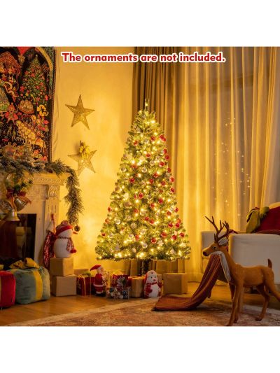 Costway 6ft Pre-lit Hinged Christmas Tree w/ Remote Control & 9 Lighting Modes