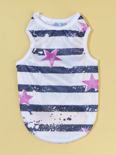 PETSIN 1pc Striped & Star Patterned Independence Day Pet Vest