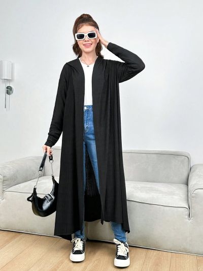 Teen Girls' Long Length Slit Hem Hooded Coat