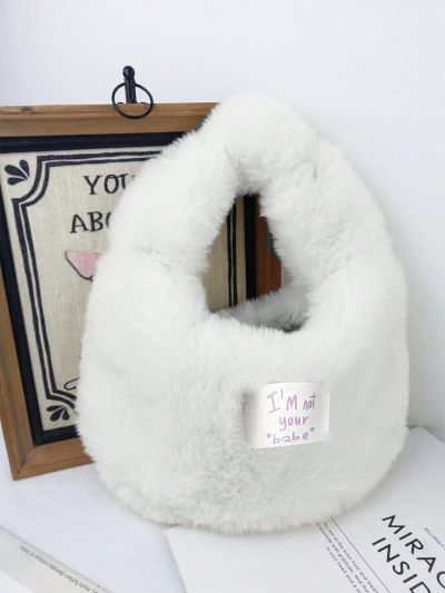 Fumettiverdieblu Super Soft Pink Letter Plush Simple Fashion Women's Handheld Dumpling Bag Fashion Clutch Knot Underarm Bag