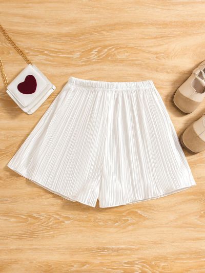 SHEIN Kids EVRYDAY Tween Girls' Woven Solid Color Loose Fit Casual Shorts, Spring/Summer