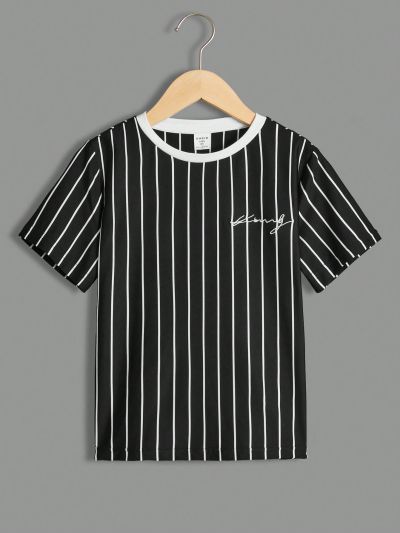 SHEIN Kids EVRYDAY Tween Boy's Fashionable Casual Color Block T-Shirt