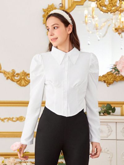 Teen Girls' Puff Sleeve Ruched Blouse
