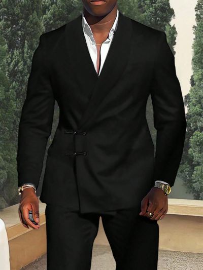 Manfinity Mode Men's Suit Blazer With Stand Collar