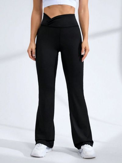 SHEIN Daily&Casual Women's Asymmetrical Waist Solid Color Workout Leggings