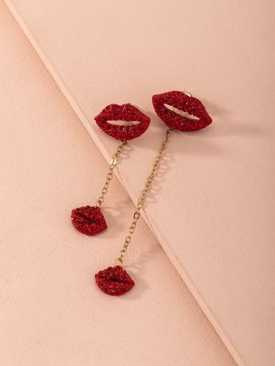 Lips Charm Mismatched Drop Earrings
