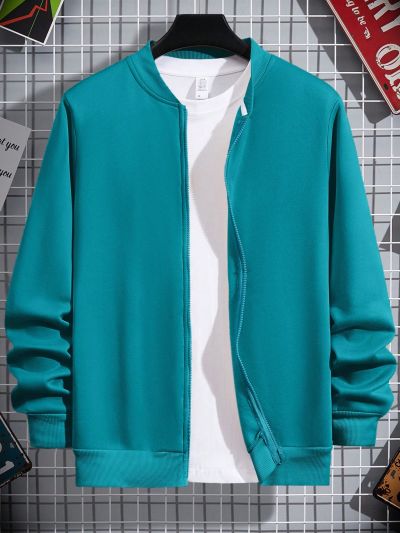 Men's Zipper Front Baseball Collar Sweatshirt