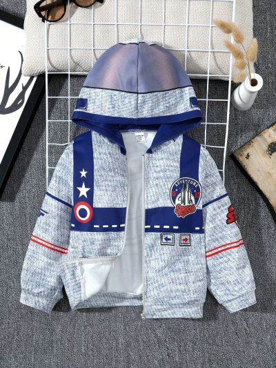 SHEIN Boys' Cute And Comfortable Cartoon Printed Hoodie
