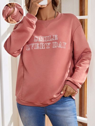 SHEIN Maternity Nursing Sweatshirt With Letter Print And Drop Shoulder