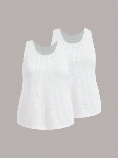 SHEIN Golf Casual Plus Size Solid Color Mesh Sports Tank Top