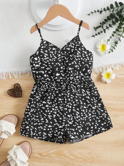 SHEIN Kids SUNSHNE Toddler Girls Ditsy Floral Print Cami Romper