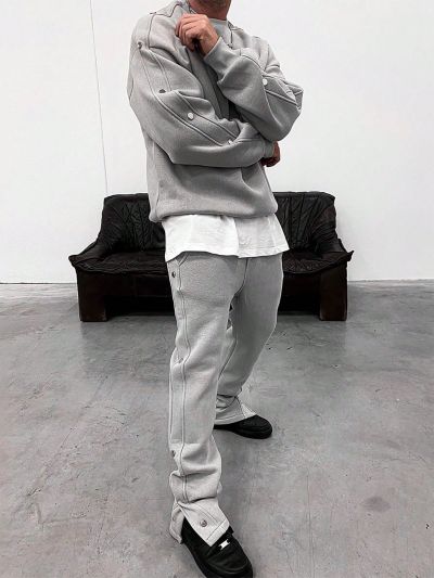 Manfinity Hypemode Men's Fashionable Loose Fit Casual Sweatshirt And Jogger Pants Two Piece Set