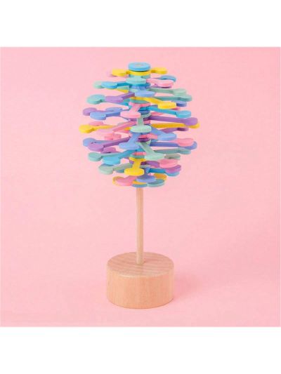1pc Wooden Macaron Color Rotating Decompression Stick, Creative Gyro Magic Stick Unrest Anxiety Relief Toy For Teens