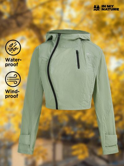 In My Nature Zip Up Crop Hooded Outdoor Insulated Jacket