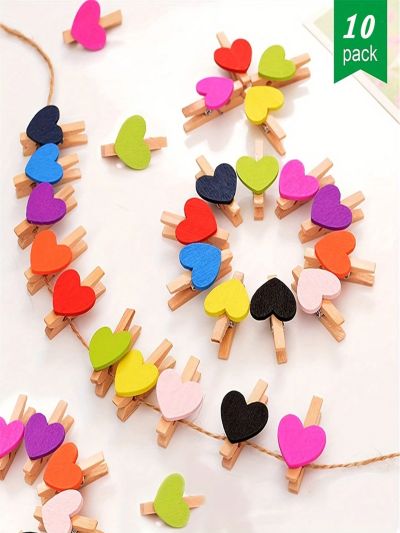 10pcs Diy Heart Shaped Memo Clip For Multiple Purposes