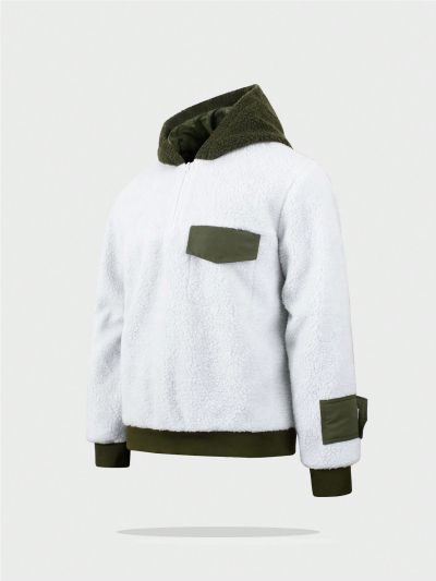 In My Nature Men's Contrast Color Hooded Outdoor Fleece Jacket