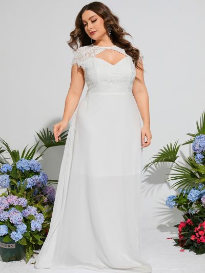 Plus Contrast Lace Chiffon Wedding Dress