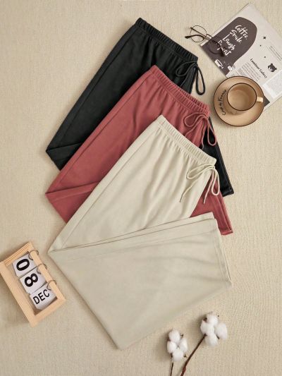 Plus Size Women'S Casual Solid Color Pajama Bottom