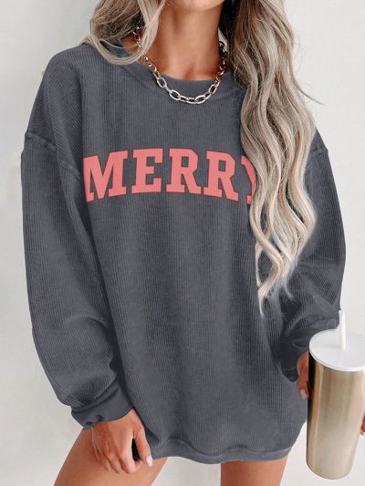 Women's Letter Print Drop Shoulder Sweatshirt