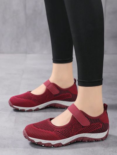 Women's Walking Shoes, Breathable Mesh Casual Sneakers, Non-slip Soft Bottom, Lightweight Running Shoes, Red