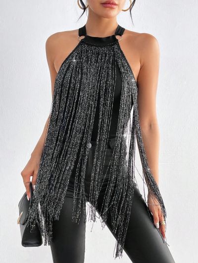 SHEIN Privé Ladies' Fashion Fringed Bodysuit