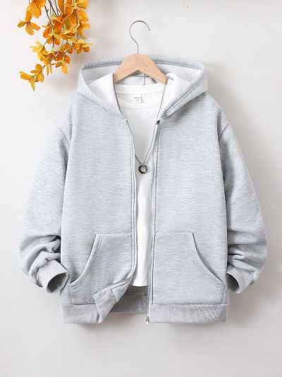 Teen Girls' Hooded Sweatshirt With Kangaroo Pocket And Zipper
