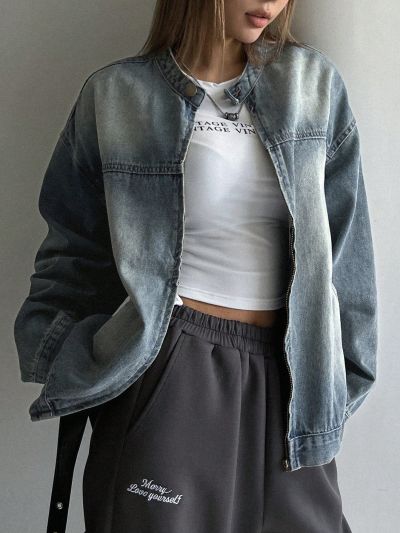 DAZY Women's Button Decorated Stylish Denim Jacket And Coat