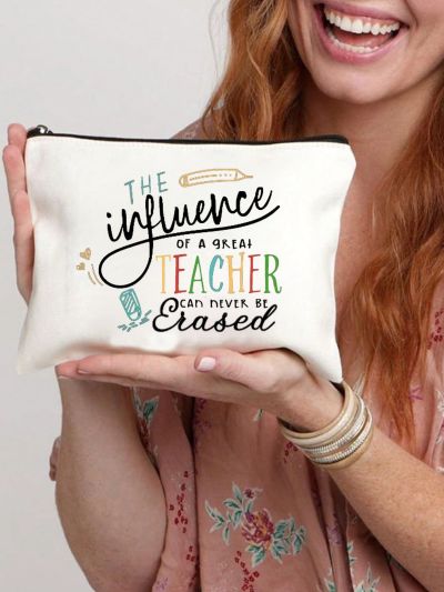 Teacher Change The World Print Cosmetics Bag, Travel Pouch Bag Toiletry Bag, Gift For Teacher