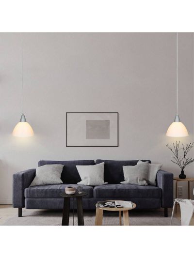 DEWENWILS 2-Pack Plug in Pendant Light, Hanging Light with 15Ft Clear Cord, On/Off Switch, Frosted Plastic White Shade, Hanging Ceiling Light for Living Room, Bedroom, Dining Hall