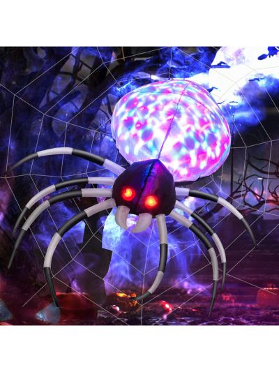 Costway 3.5 FT Wall  Inflatable Spider Halloween Holiday Decor with Multi-Color Lights