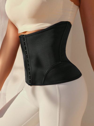 SHEIN Solid Hook And Eye Front Waist Trainer