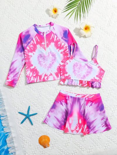 Young Girls' Tie-Dye Spaghetti Strap Vest-Style Bikini