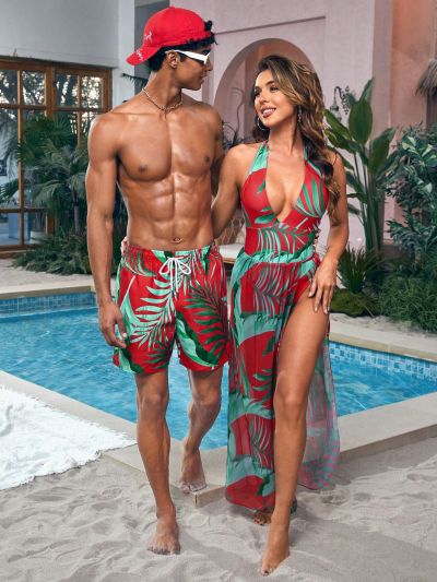 Men's Tropical Printed Beach Shorts