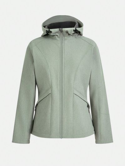 In My Nature Women's Long Sleeve Solid Color Hooded Regular Fit Outdoor Jacket