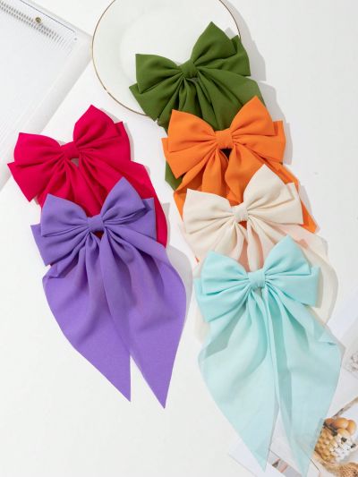 6pcs Minimalist Fluorescent Color Ribbon Alligator Clip