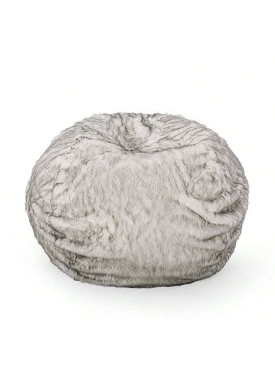 OSQI Schley Modern Glam 5 Foot Short Bean Bag, White and Gray