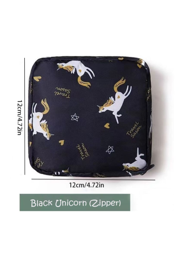 1pc Large Cartoon Sanitary Pad Storage Bag, Portable Cosmetic Lipstick Pouch For Students